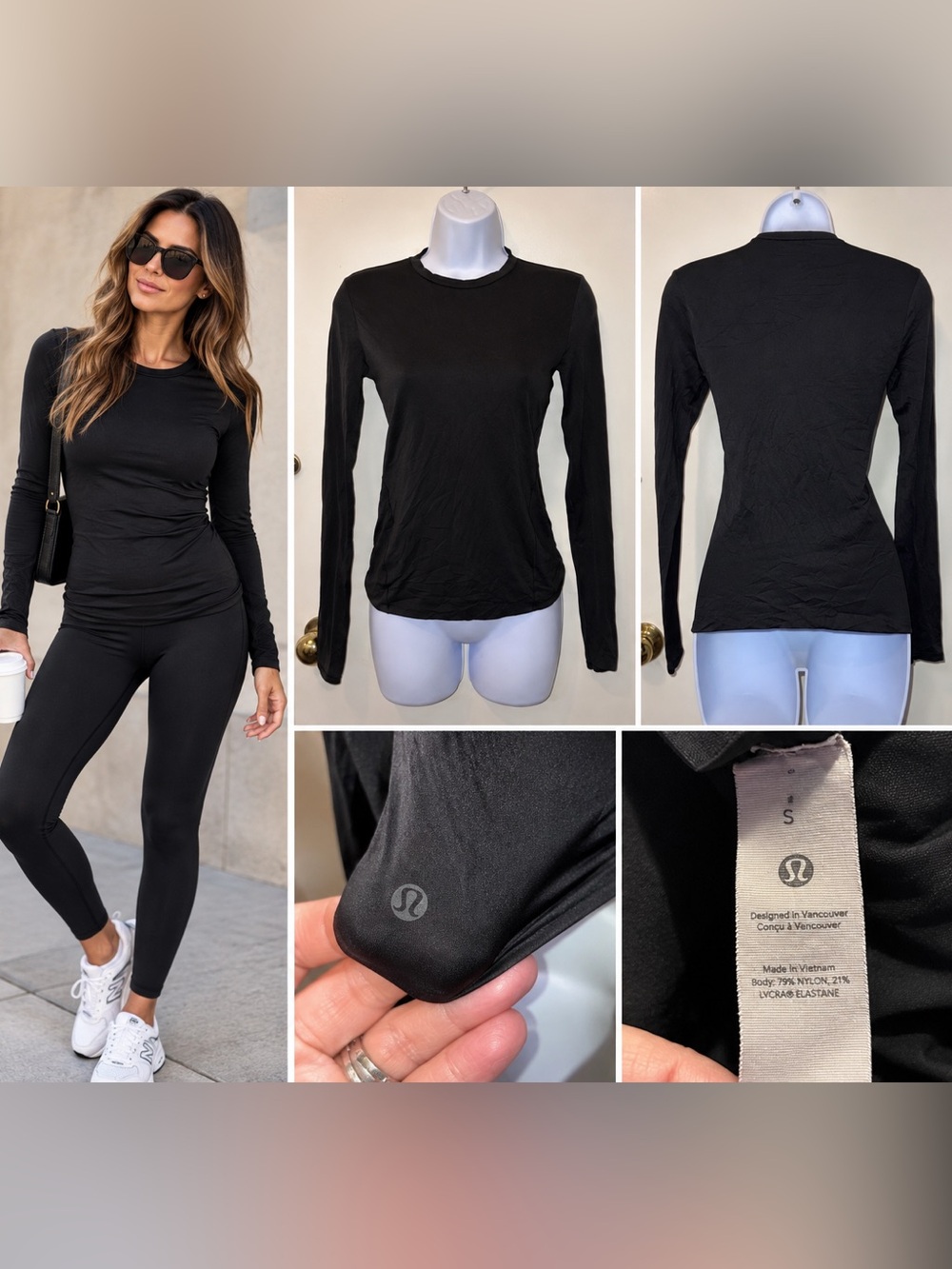 lululemon athletica Black Long-Sleeve Crew Top